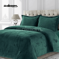 Alezam 3-Pcs King Size Sea Green Velvet Duvet Cover Set