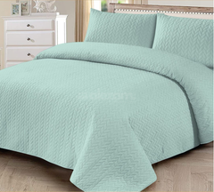 3 Piece Mint Green Quilted King Size Bedsheet Set by Alezam