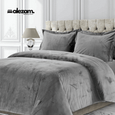 Alezam 3-Pcs King Size Light Gray Velvet Duvet Cover Set