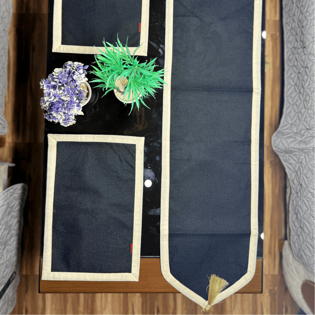 Premium Jute Border Style 03 Pcs Table Runner Set by Alezam