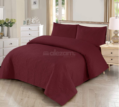 3 Piece Maroon Quilted King Size Bedsheet Set by Alezam
