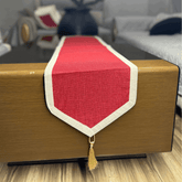 Premium Red Jute Border Style 03 Pcs Table Runner Set by Alezam