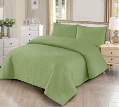 3 Piece Lime Green Quilted King Size Bedsheet Set by Alezam