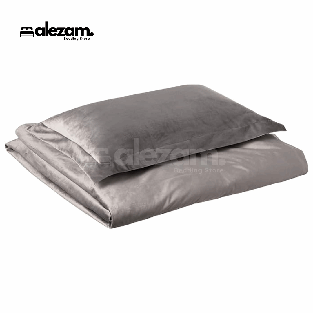 Alezam 3-Pcs King Size Light Gray Velvet Duvet Cover Set