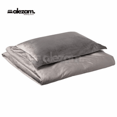 Alezam 3-Pcs King Size Light Gray Velvet Duvet Cover Set