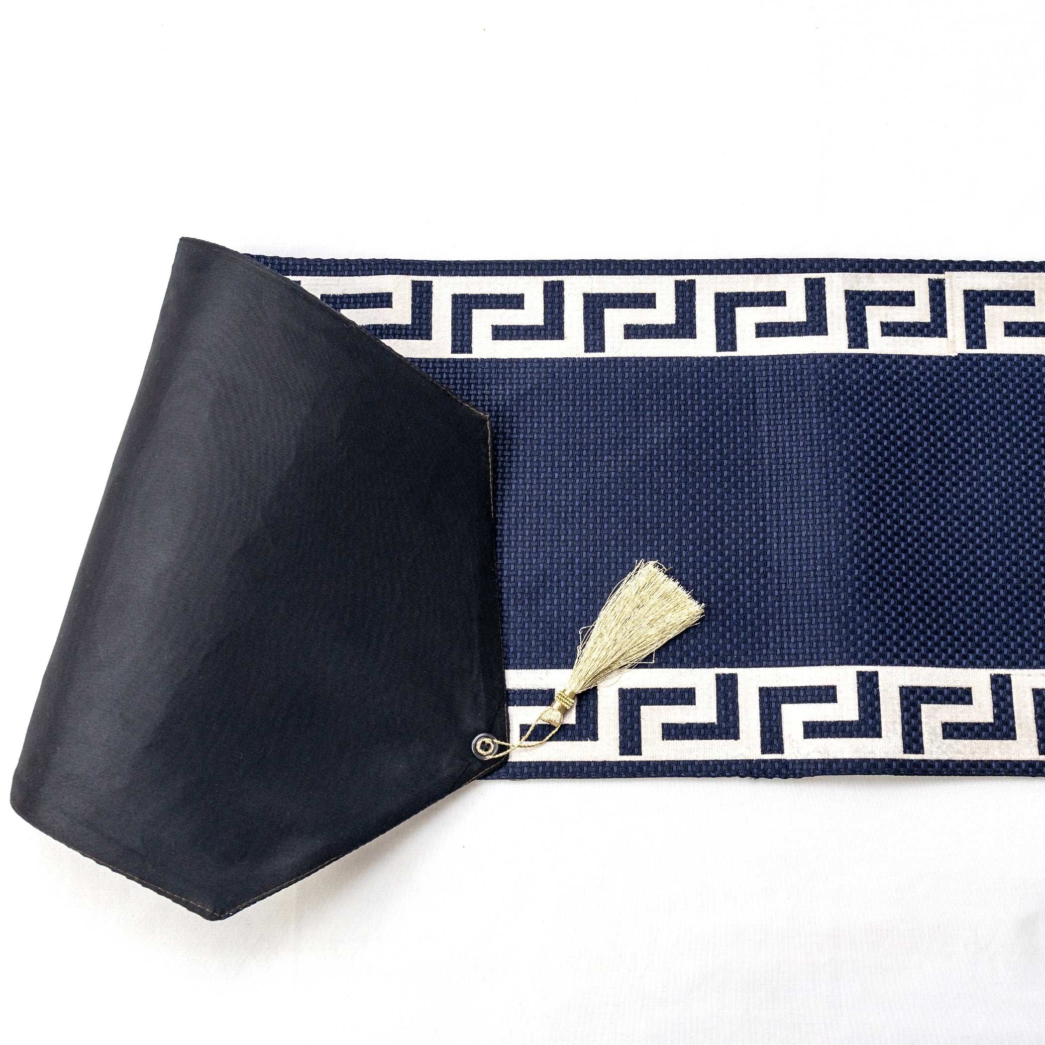 Premium Jute Laser Applique Work Blue Table Runner 3 Pcs Set