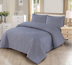 3 Piece Gray Quilted King Size Bedsheet Set by Alezam