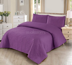 3 Piece Purple Quilted King Size Bedsheet Set by Alezam