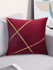 Modern Velvet Pillow Cover – Gold Line Art 16x16