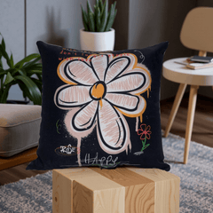 Alezam Urban Flower Cushion Cover – Graffiti Art Style Daisy Pillow 16x16