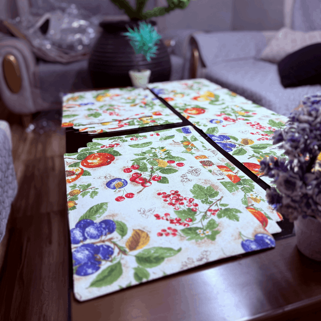 Elegant Floral and Fruit Print Table Runner for a Trendy Look - 09 PCS Set