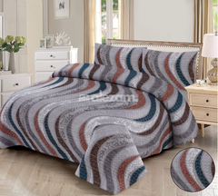 Multi-Color Wave Pattern 3 Pc Quilted Bedsheet Set