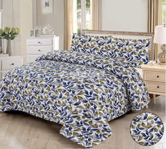 3 Pc King Size Quilted Bedsheet Leaf Print by Alezam