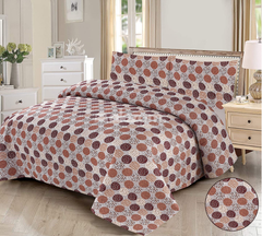 3 Pc Brown Circles Quilted Bedsheet Set by Alezam