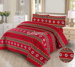 3 Pc Red Tribal Quilted Bedsheet Set by Alezam