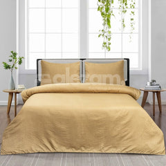 Elegant Micro Satin 03-Piece King Size Bed Sheet Set- Golden