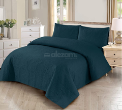 3 Piece Deep Teal Quilted King Size Bedsheet Set by Alezam