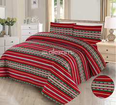 3 Pc King Size Quilted Bedsheet Striped Design Alezam