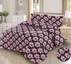 3 Pc Quilted Bedsheet Black Polka Dot Floral by Alezam