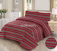 3 Pcs Quilted Bedsheet Gray Red Tribal Print by Alezam