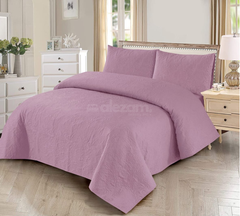 3 Piece Light Pink Quilted King Size Bedsheet Set by Alezam