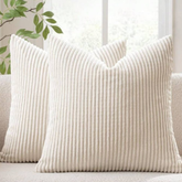 Premium White Ribbed Velvet Cushion Covers by Alezam for Sofa and Bedroom Decor