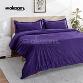 Alezam 3-Pcs King Size Purple Velvet Duvet Cover Set