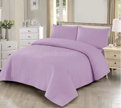 3 Piece Lavender Quilted King Size Bedsheet Set by Alezam