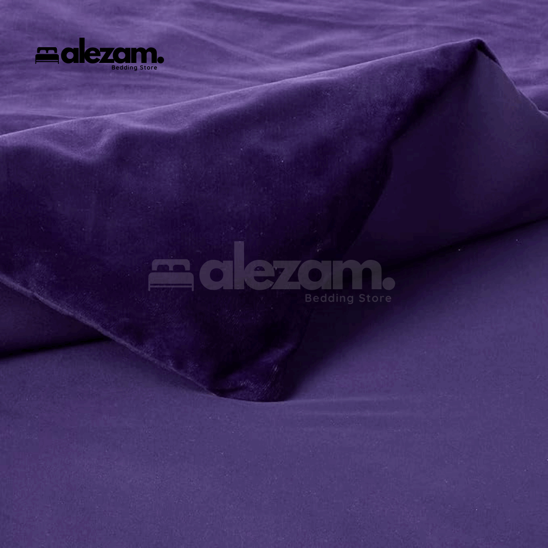 Alezam 3-Pcs King Size Purple Velvet Duvet Cover Set