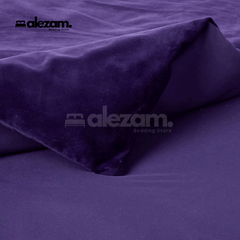 Alezam 3-Pcs King Size Purple Velvet Duvet Cover Set