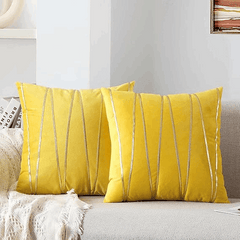 Premium Velvet Accent Cushion Cover 16x16 – Stylish Gold Detailing