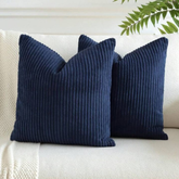 Premium Navy Blue Ribbed Velvet Cushion Covers by Alezam for Sofa and Bedroom Decor