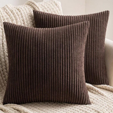 Premium Dark Brown Ribbed Velvet Cushion Covers by Alezam for Sofa and Bedroom Decor