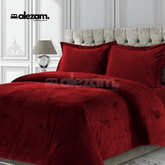 Alezam 3-Pcs King Size Mahroon Velvet Duvet Cover Set