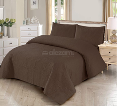 3 Piece Dark Brown Quilted King Size Bedsheet Set by Alezam