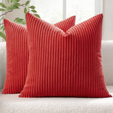 Premium Red Ribbed Velvet Cushion Covers by Alezam for Sofa and Bedroom Decor