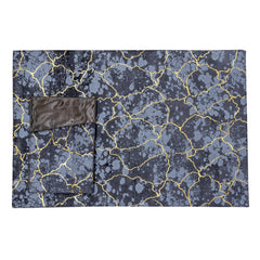 Modern Gray Velvet 7 Pcs Table Runner Set with Cutlery Pockets by Alezam