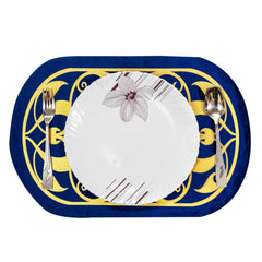 Luxury Royal Blue Velvet Table Runner and Dining Mat Set 7 Pieces by Alezam