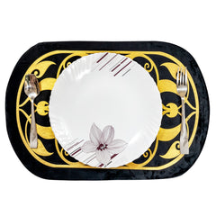 Luxury Black Velvet Dining Table Runner with Matching Placemats 7 Pieces by Alezam