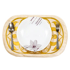 Luxury Skin Offwhite Velvet Table Runner and Dining Mat Set 7 Pieces by Alezam