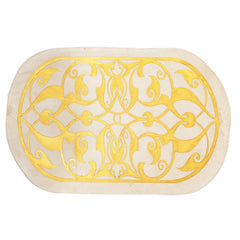 Luxury Skin Offwhite Velvet Table Runner and Dining Mat Set 7 Pieces by Alezam