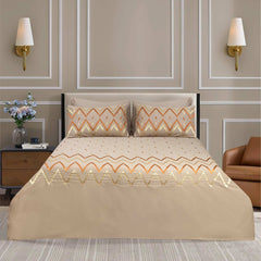 King Size Cotton Bed Sheet with Designer Embroidery and 4 Pillow Covers