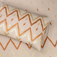 King Size Cotton Bed Sheet with Designer Embroidery and 4 Pillow Covers