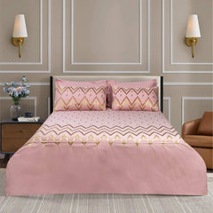 Embroidered Cotton Bed Sheet Set King Size with 4 Pillows