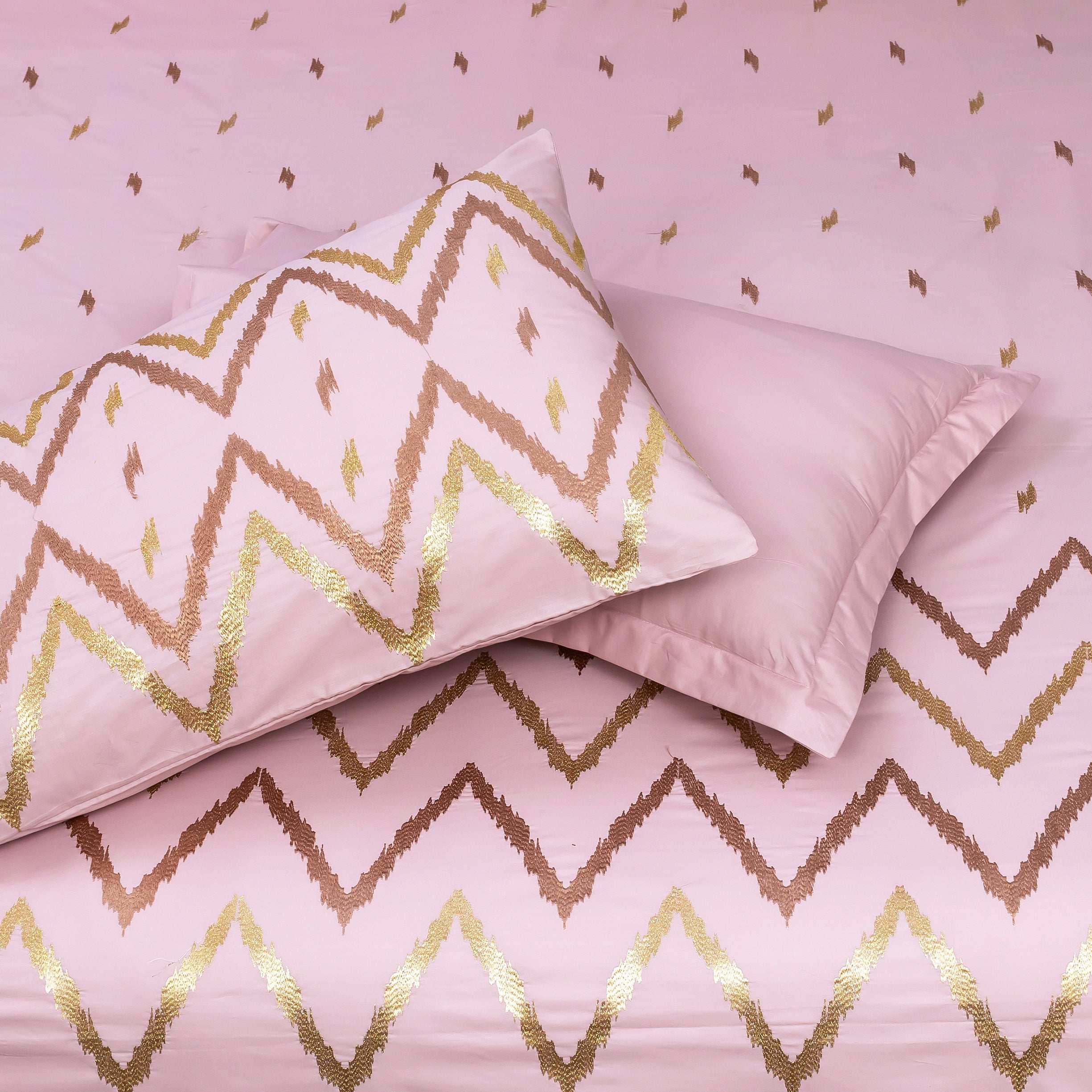 Embroidered Cotton Bed Sheet Set King Size with 4 Pillows