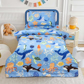 Blue Sea Life Bedding Set for Kids Quilted Comforter Pillow Cover