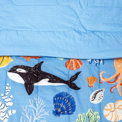 Blue Sea Life Bedding Set for Kids Quilted Comforter Pillow Cover