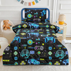 Buy Game Console Design Bed Sheet Set for Kids Cotton Quilted Comforter by Alezam