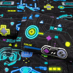 Buy Game Console Design Bed Sheet Set for Kids Cotton Quilted Comforter by Alezam