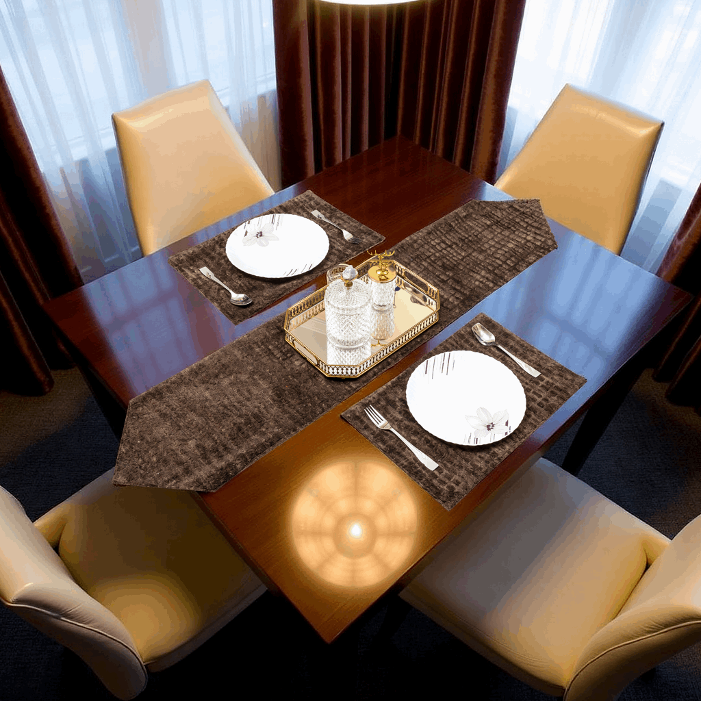 Alezam Velvet Table Runner with Mats for Elegant Dining